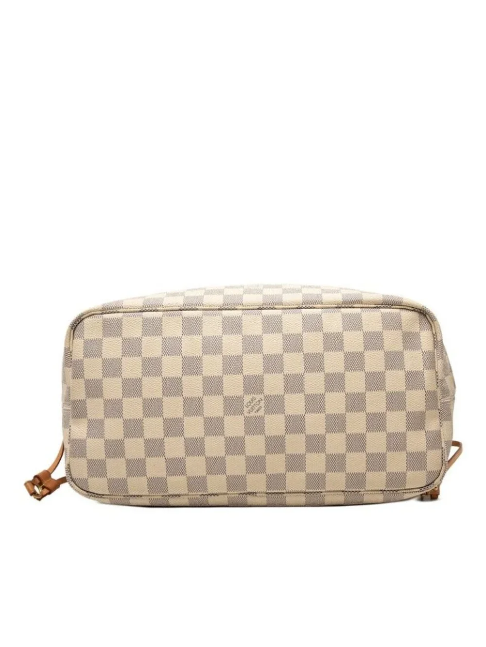 Louis Vuitton Damier Azur Neverfull MM Tote Shoulder Bag Ivory Leather